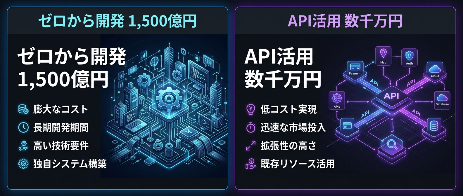 ゼロから開発するコストとAPIを活用するコストの圧倒的な差