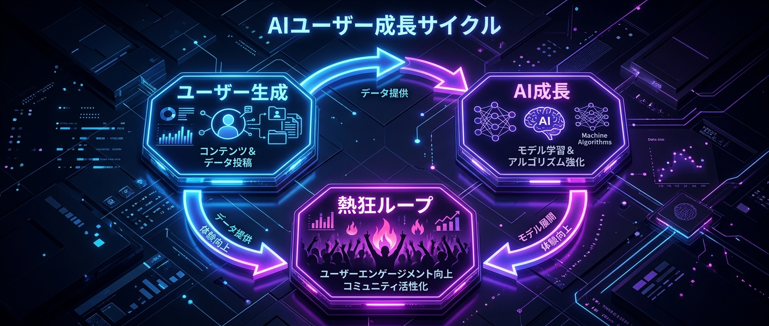 運営がコンテンツを作らずとも無限にUGCが生まれる「熱狂AIループ」