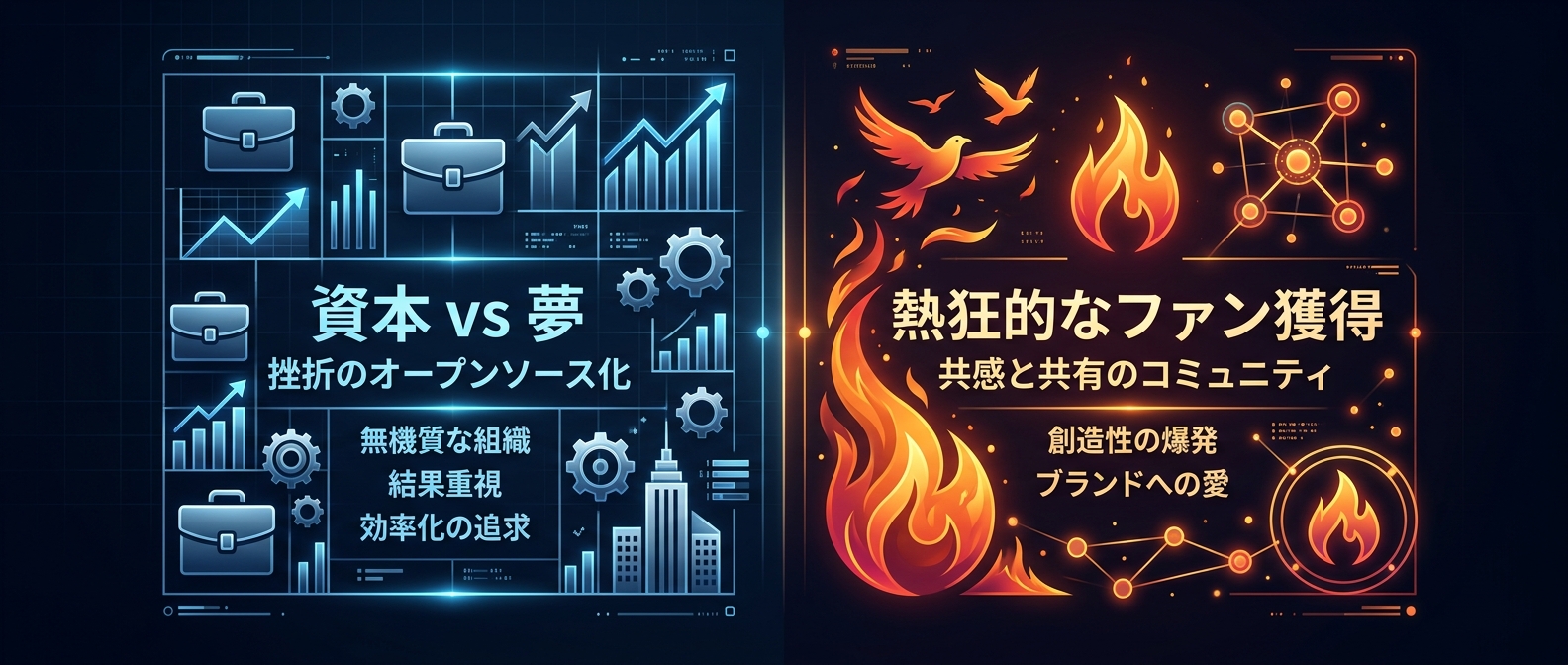 「資本 vs 夢」の対立構造と挫折のオープンソース化