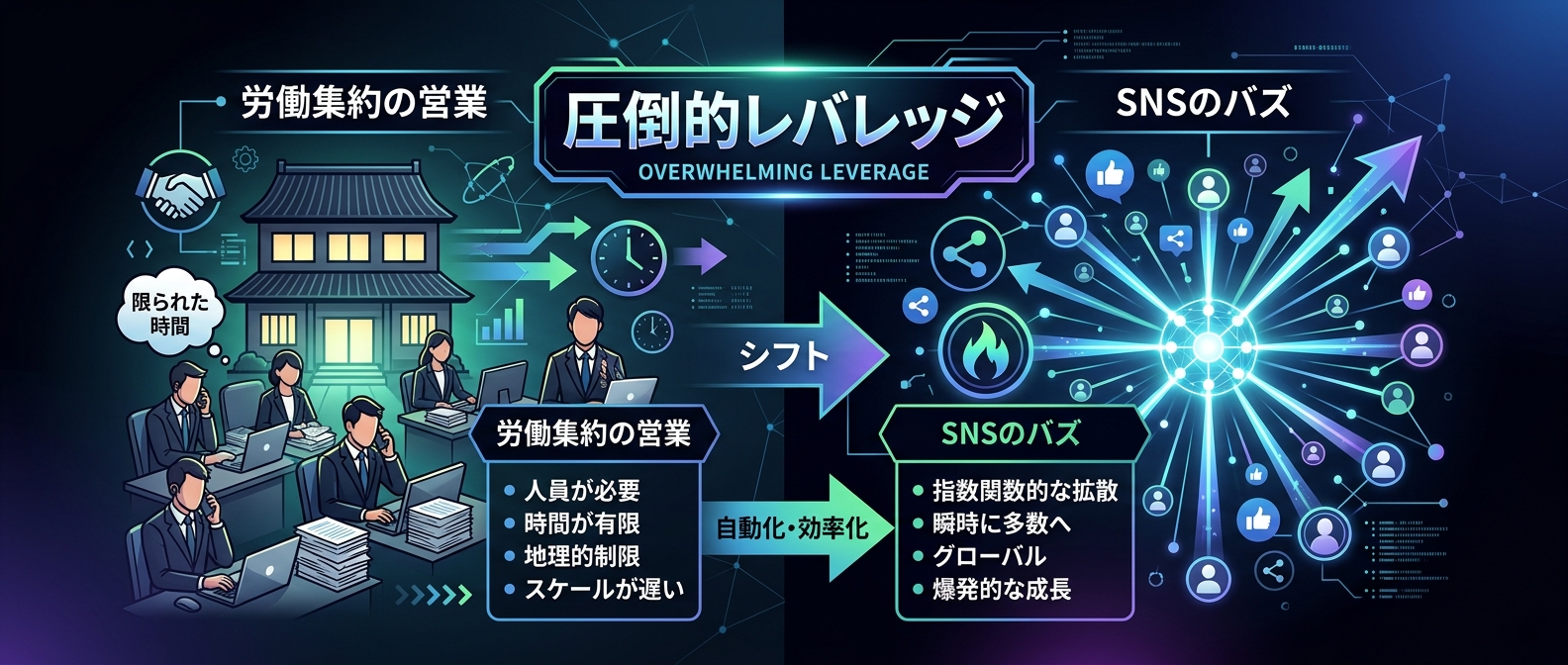 労働集約の営業を捨て、SNSのバズで圧倒的なレバレッジをかける