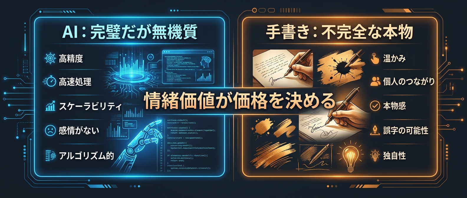 完璧なAIコンテンツと不完全な手書きの価値逆転