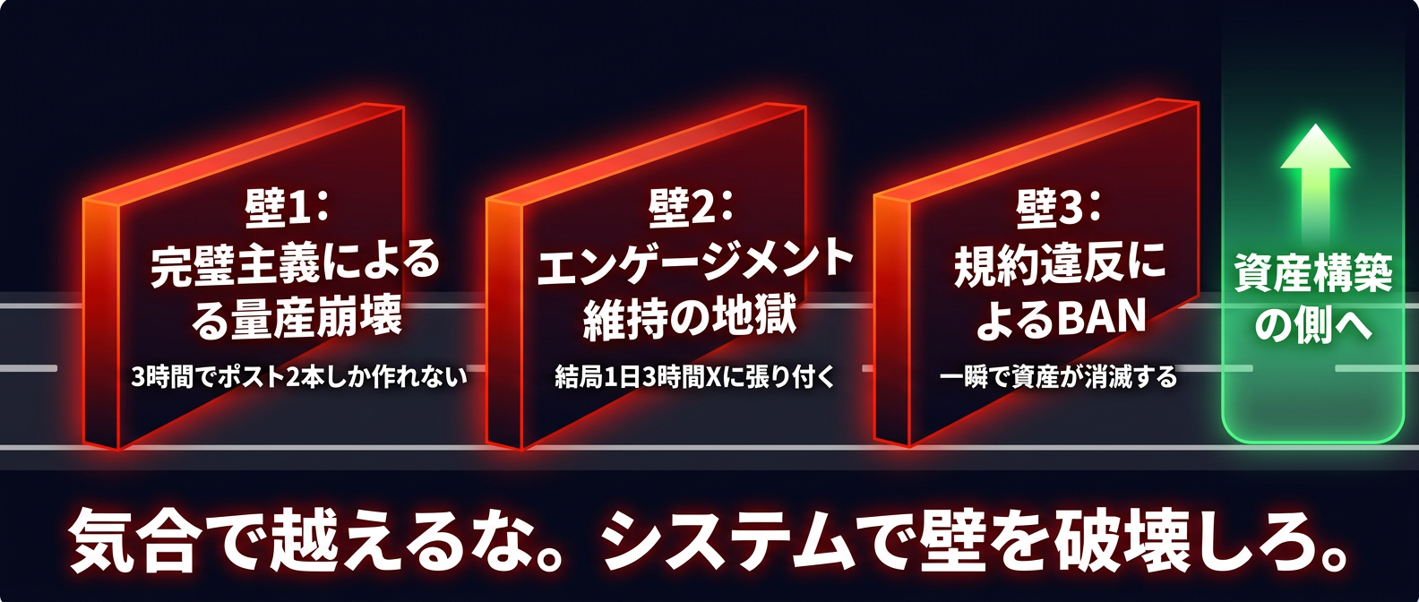 99%が挫折する「3つの壁」。気合ではなく、システムで突破せよ。