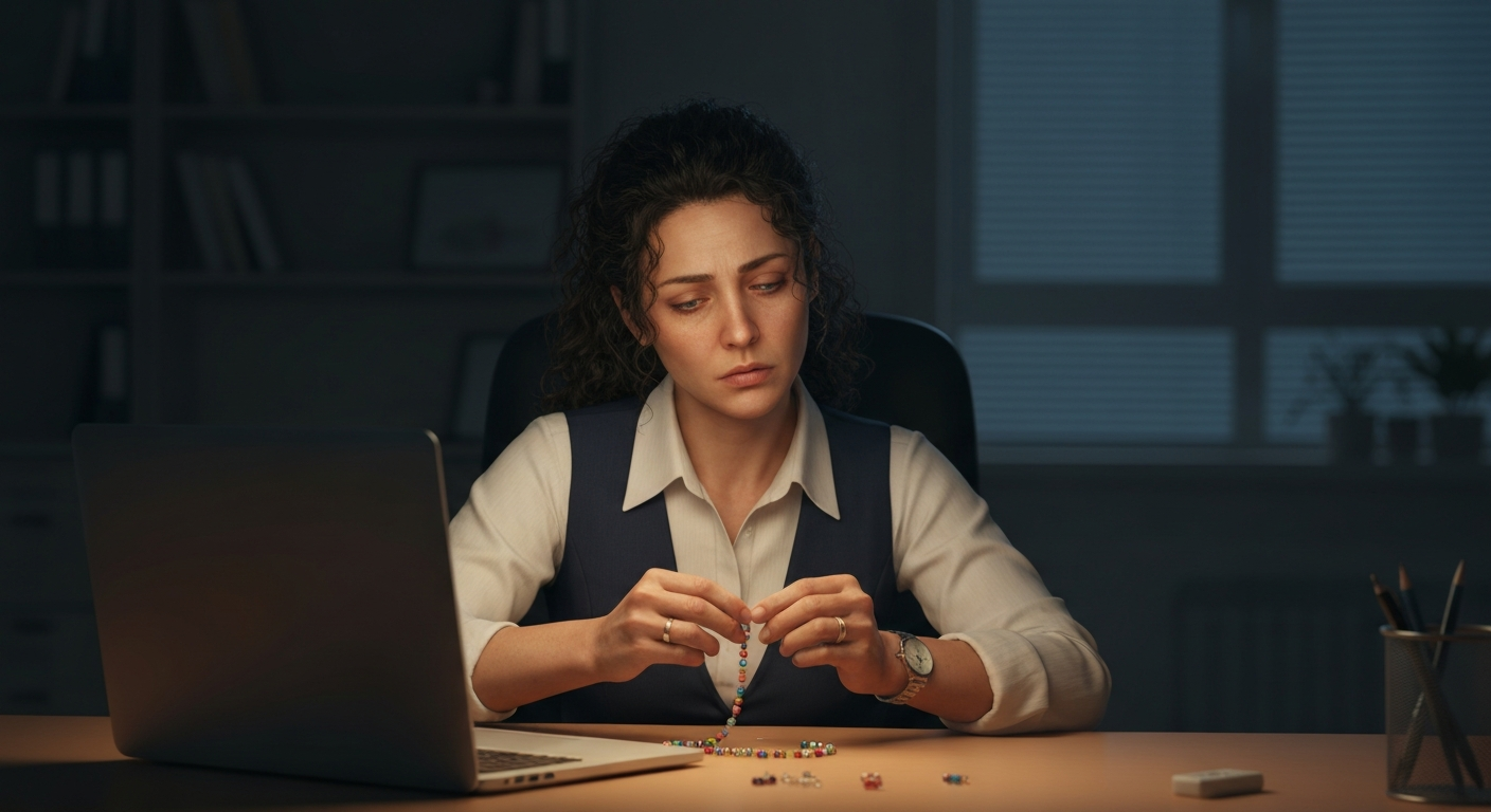 画面の向こうの無機質な言葉をBGMに、彼女はひたすらビーズを繋いだ