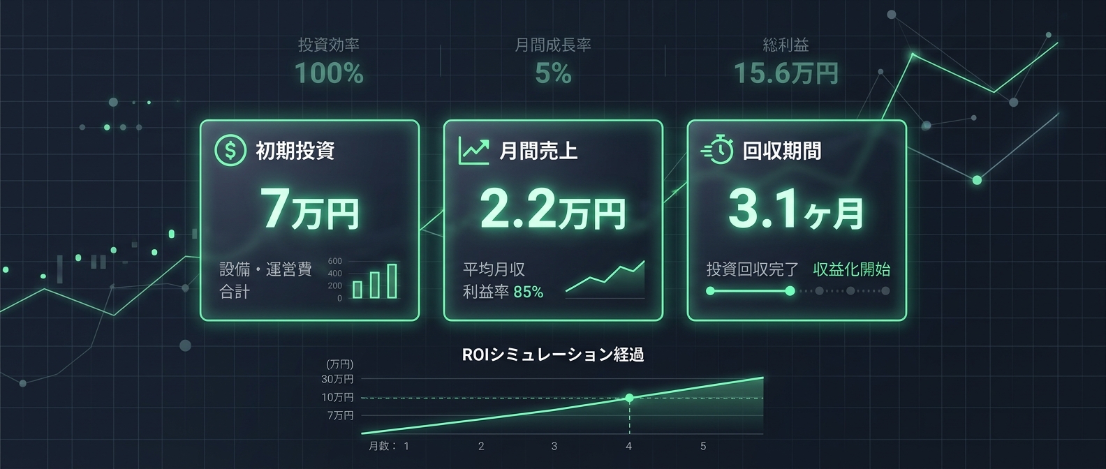 原価回収3.1ヶ月の異常な収益シミュレーション