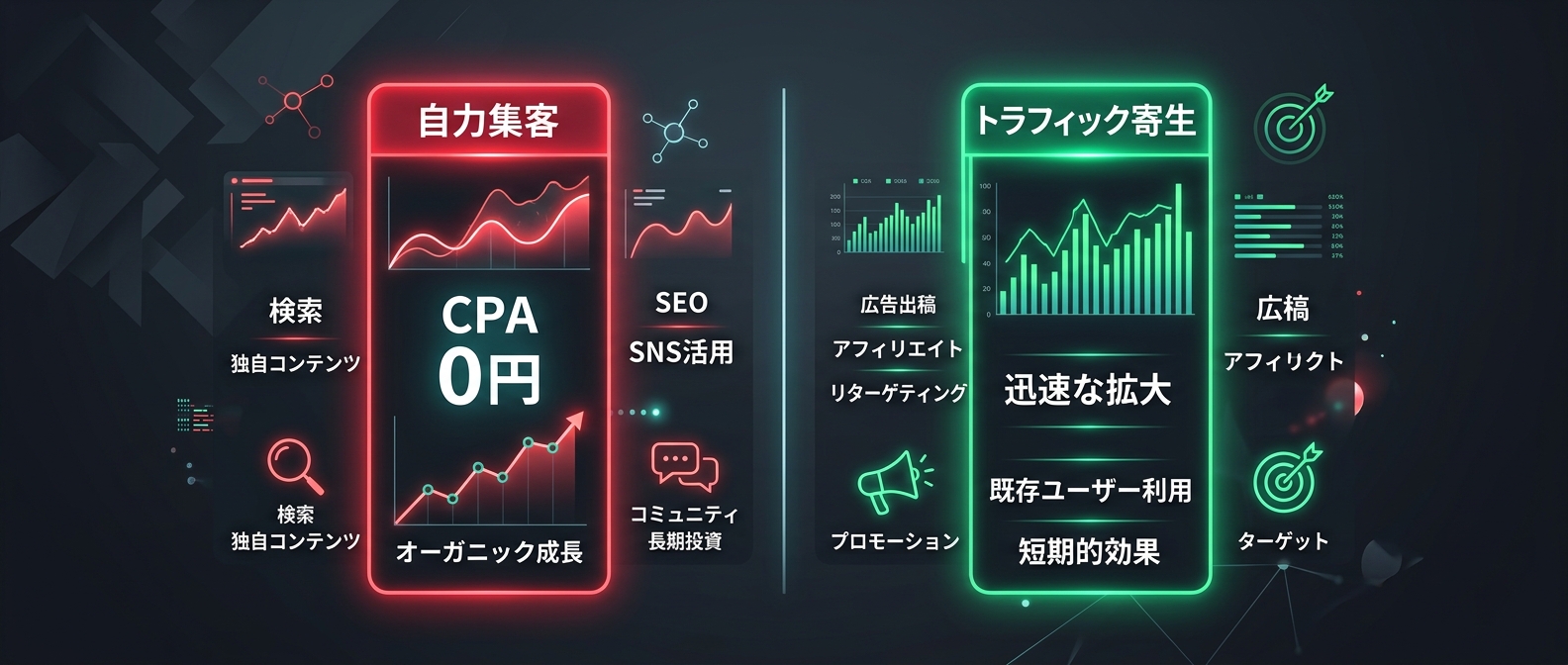 自力集客とトラフィック寄生網の圧倒的なコスト差