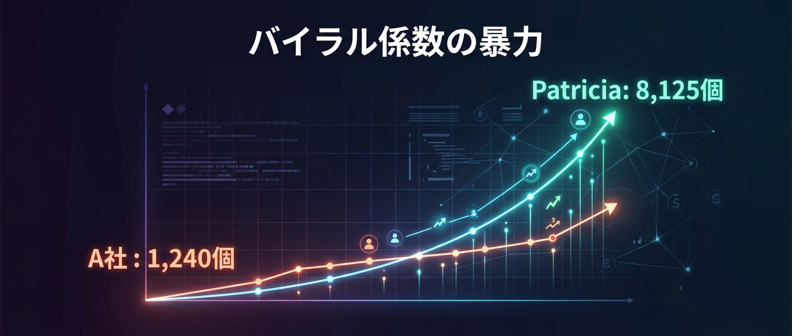 バイラル係数の違いがもたらす圧倒的な販売数の差