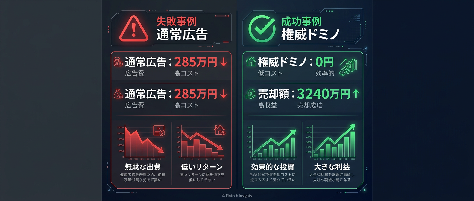 通常広告と権威ドミノの圧倒的なコスト差と売却額