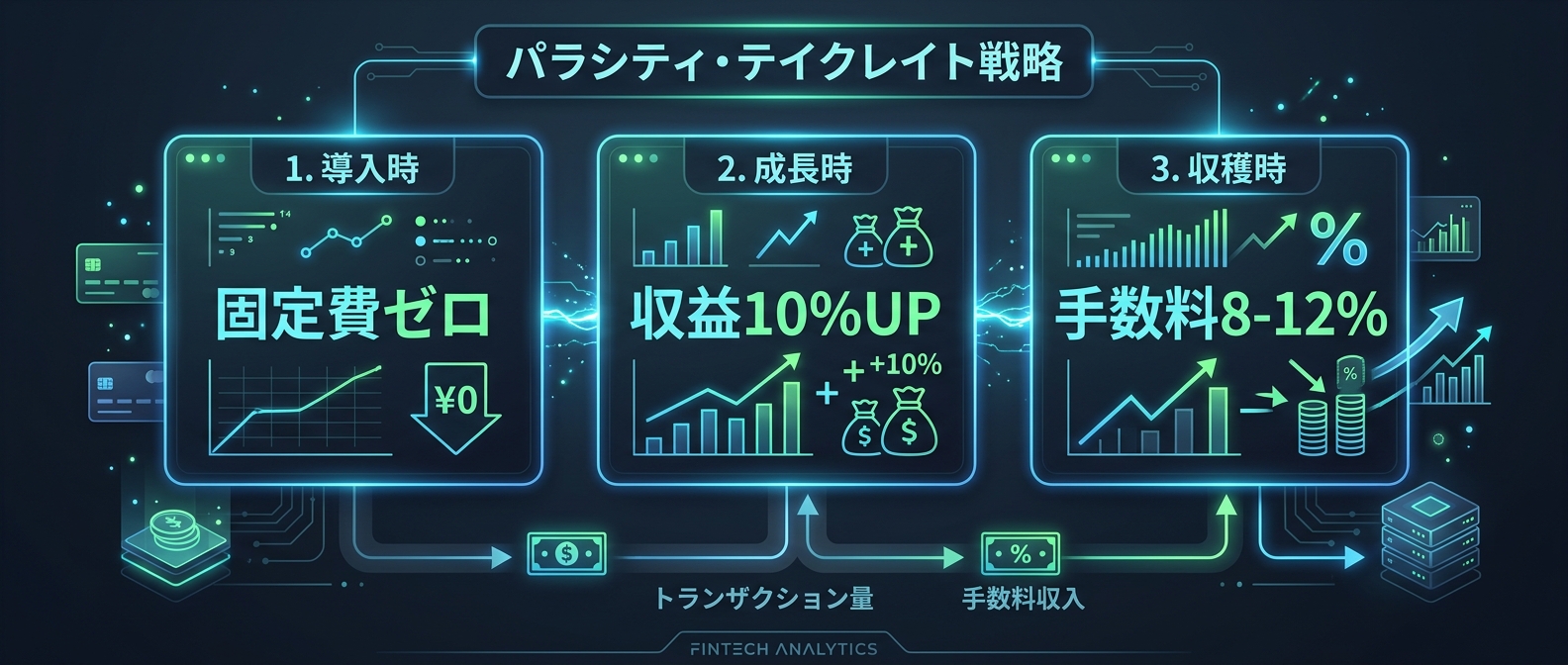 導入ハードルを極限まで下げる「寄生型テイクレート戦略」