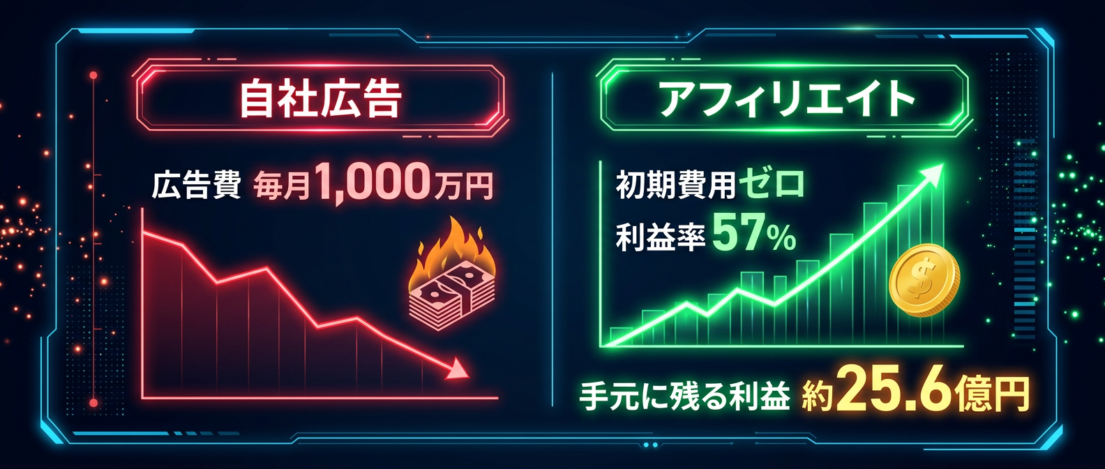広告費依存モデルとアフィリエイトモデルの利益率比較