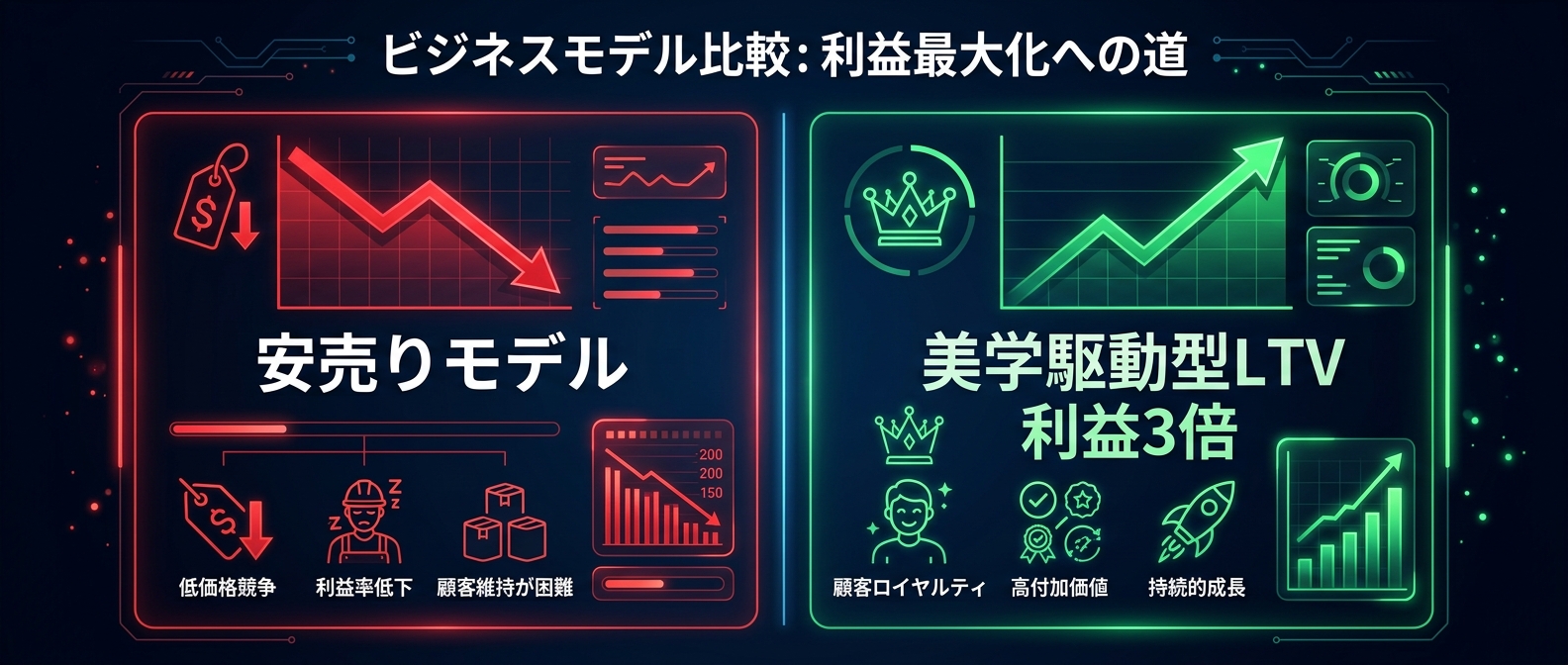 安売りモデルと美学駆動型LTVの圧倒的な利益差。