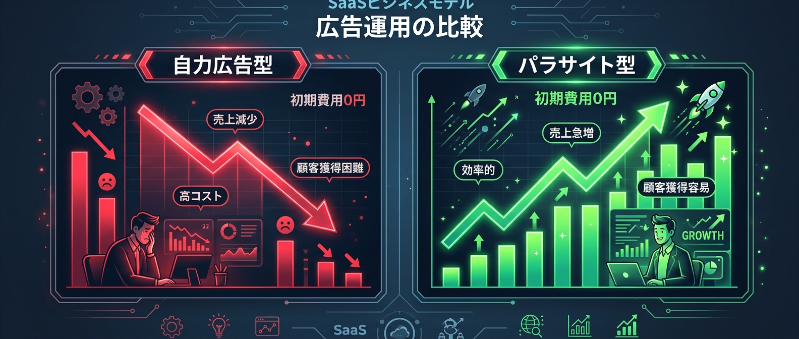 自力広告型とパラサイト型のキャッシュフロー比較