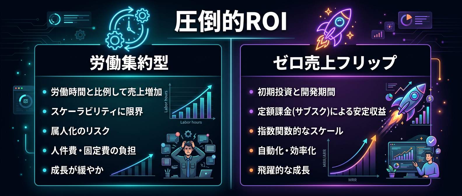 労働集約型とゼロ売上フリップの圧倒的なROIの差