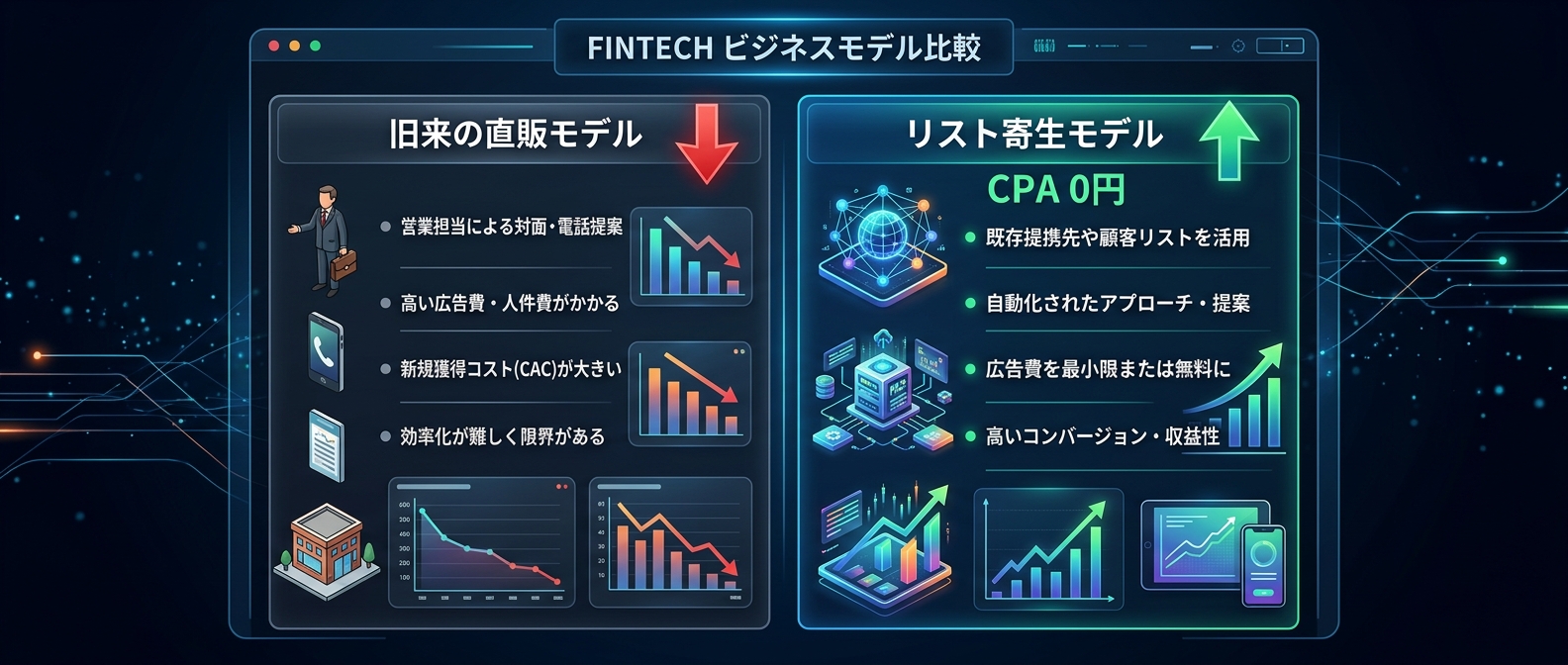 旧来の直販モデルとリスト寄生モデルの圧倒的な差