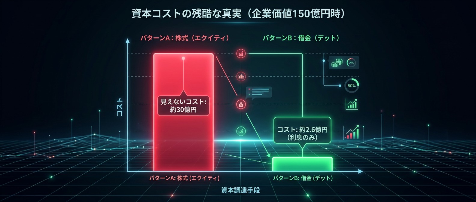 株式（エクイティ）と借金（デット）の資本コスト比較シミュレーション