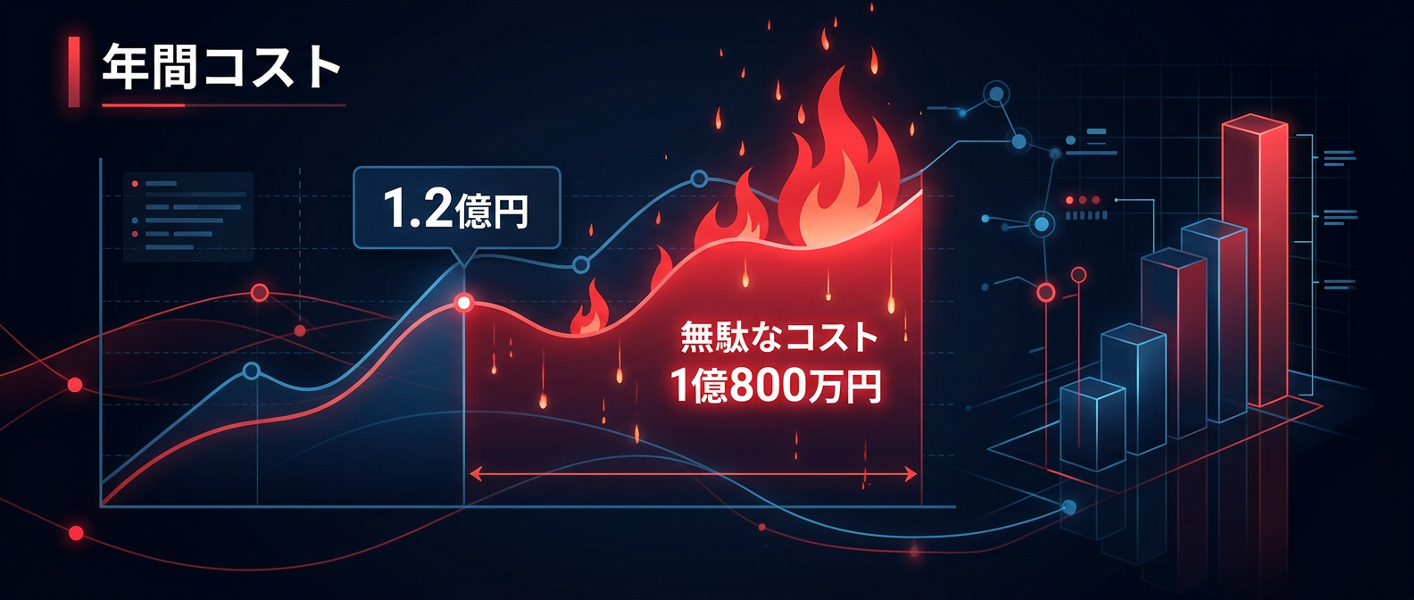 利用率10%のシステムが垂れ流す、年間1億800万円という絶望的なコストの無駄
