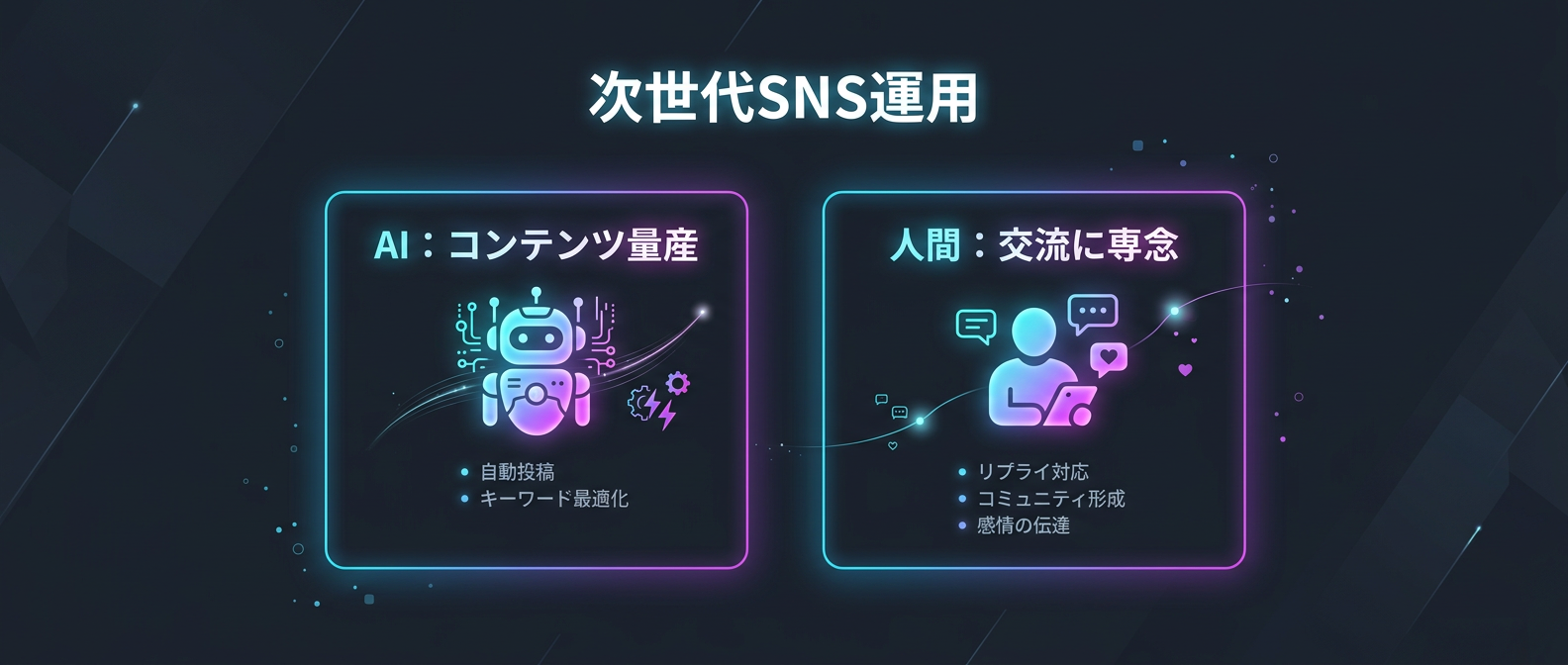 コンテンツはAI、エンゲージメントは人間。次世代SNS運用の最適解。