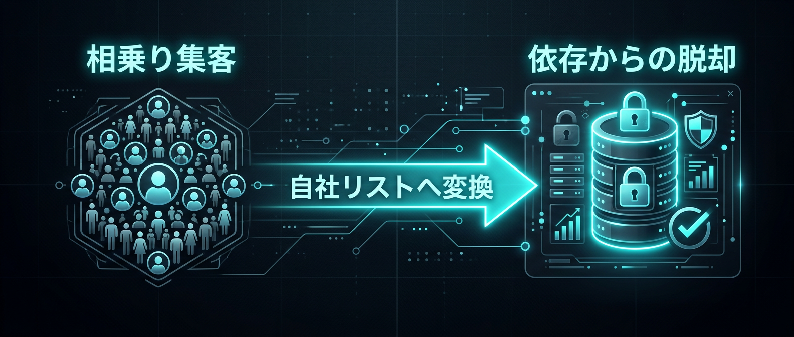 相乗りで得たトラフィックを自社リストへ変換するプロセス