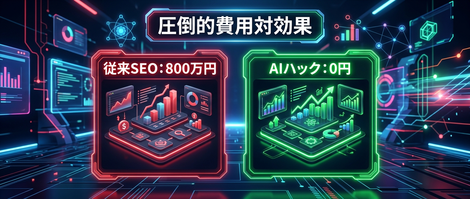 従来SEOとAIハックの圧倒的なコスト差