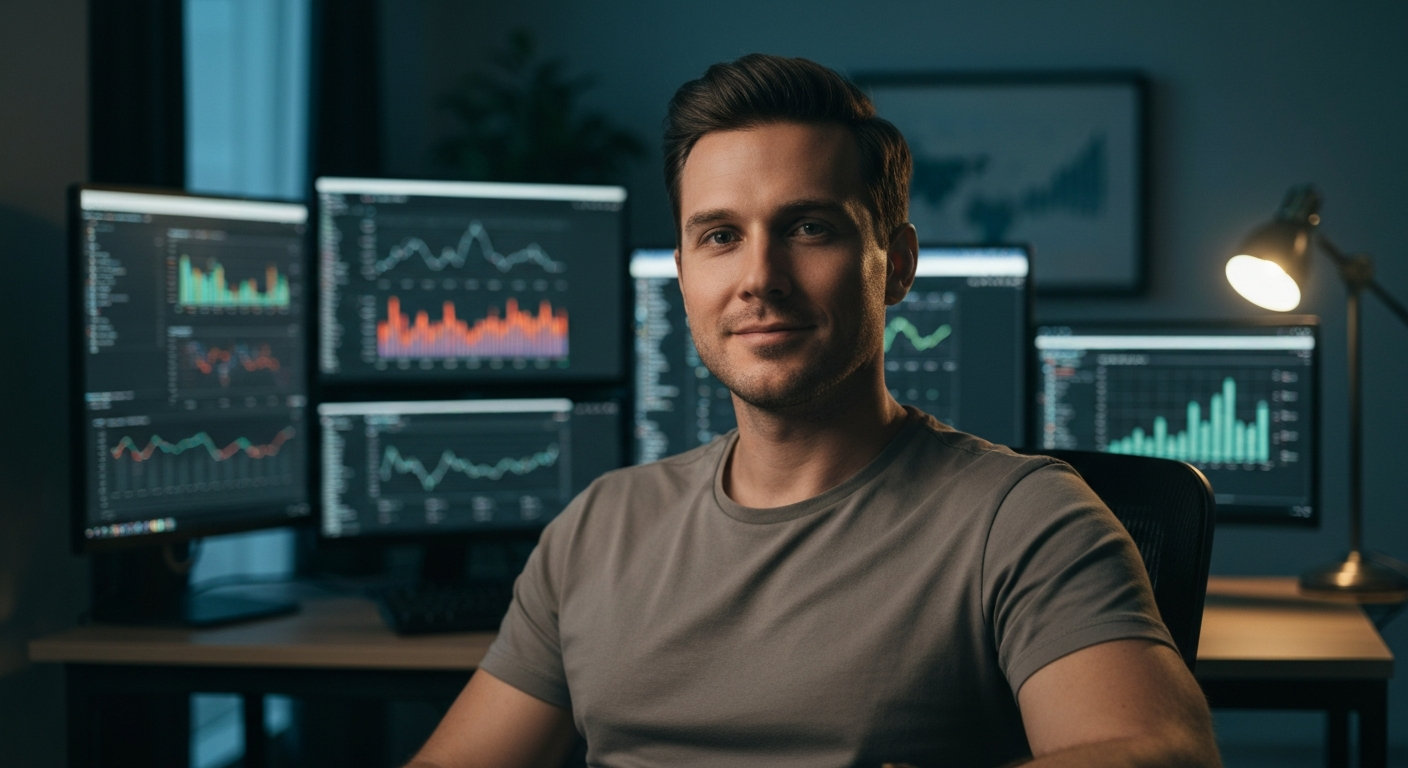 アルゴリズムの恐怖から抜け出し、1.95億円のビジネスオーナーへと転生した男のイメージ