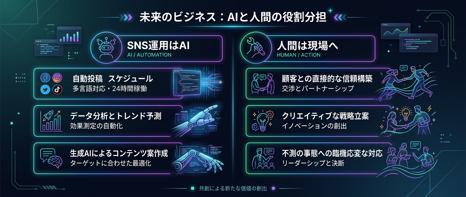 SNS運用をAIに任せ、人間は現場の一次情報獲得に特化する