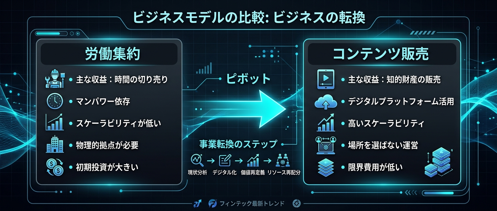 労働集約型からコンテンツ販売へのピボット