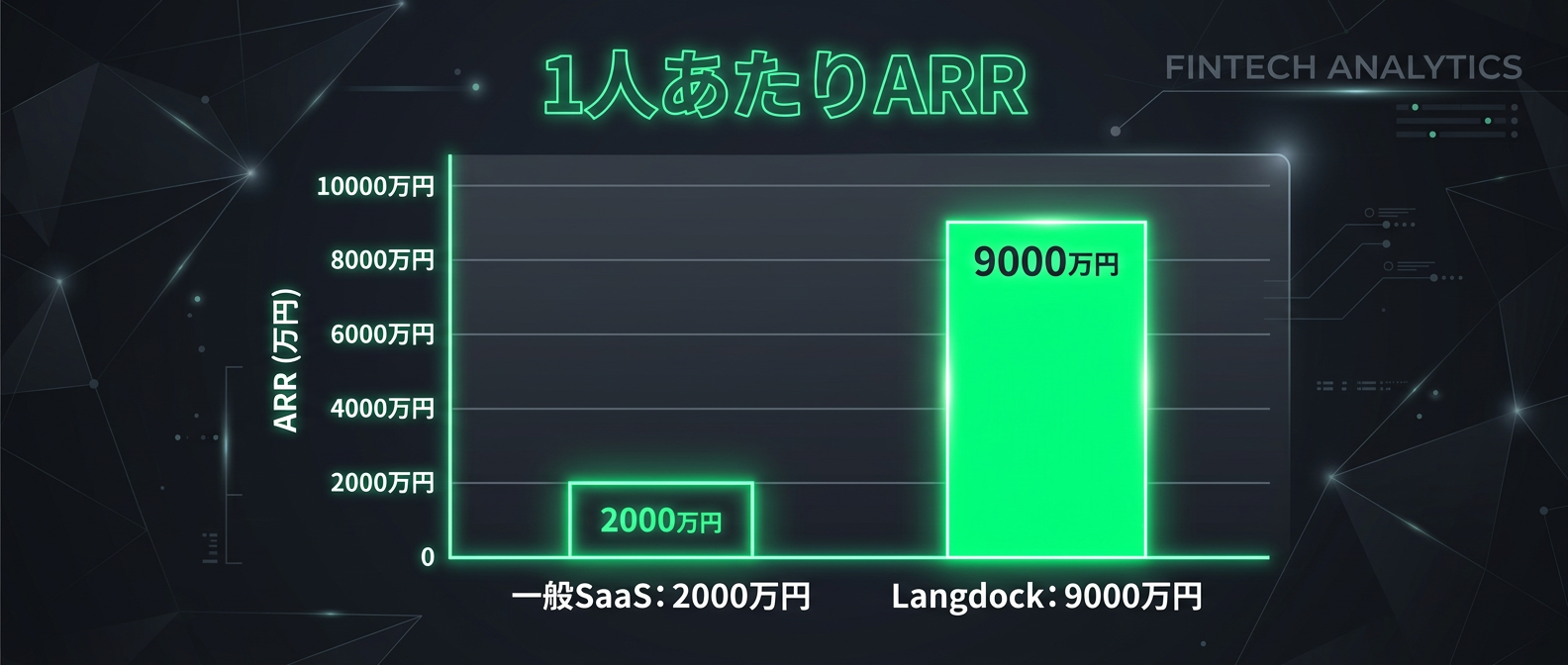 一般的なSaaS企業とLangdockの1人あたりARRの圧倒的な差