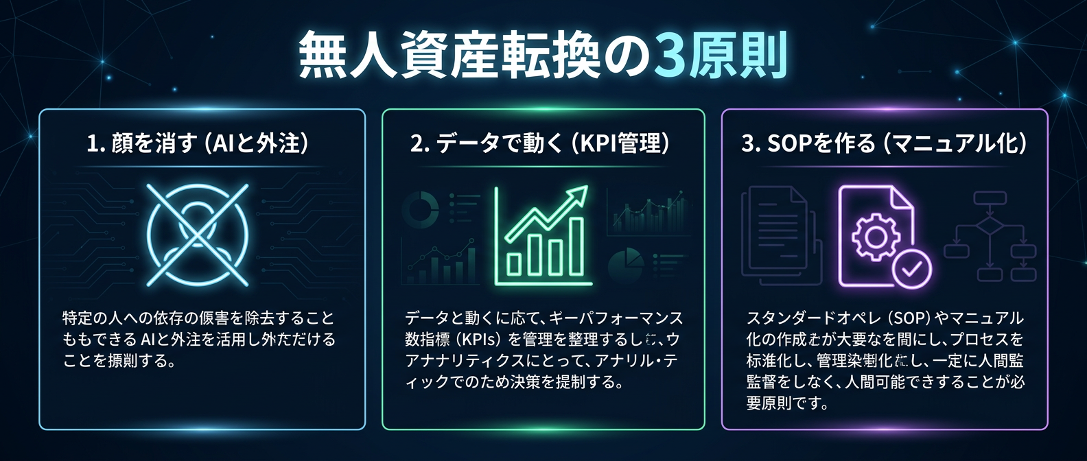 「無人資産転換」を支える3つの原則