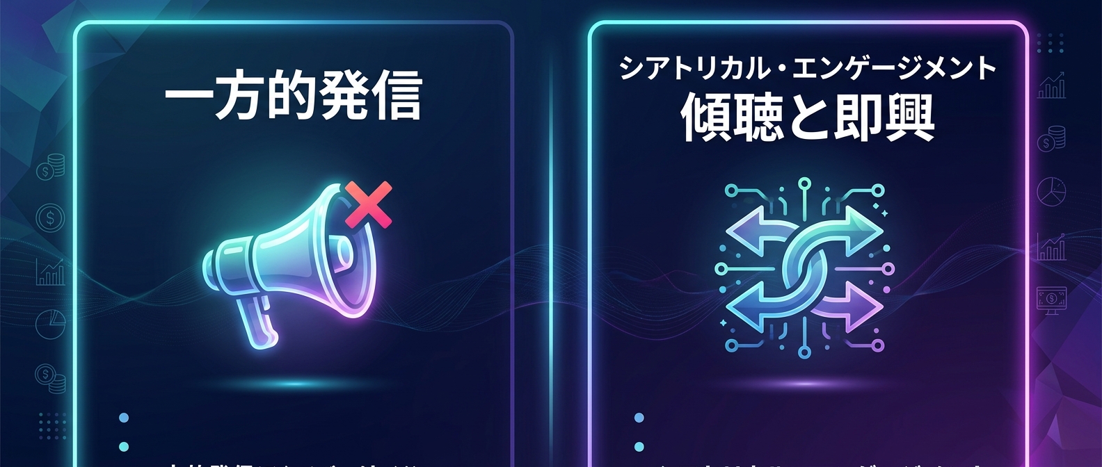 一方的発信の終わりと「シアトリカル・エンゲージメント」