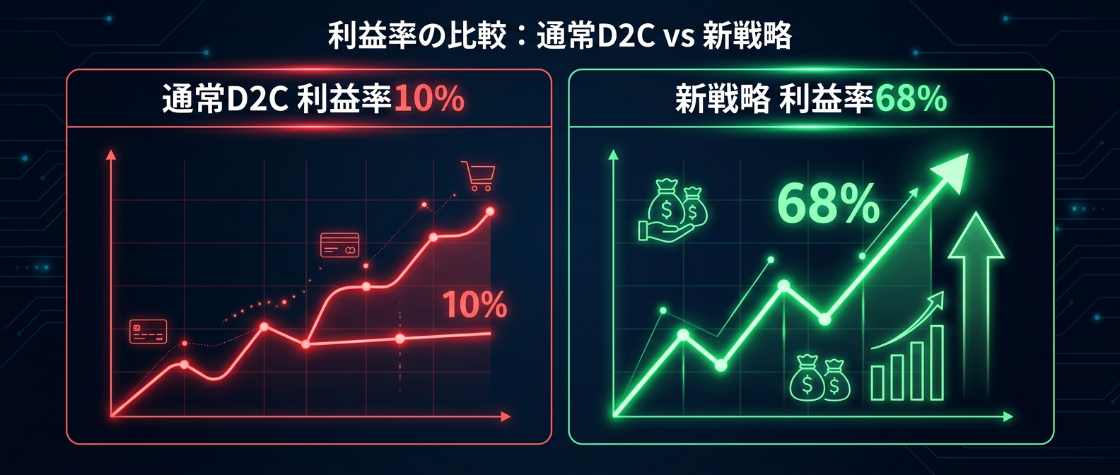 通常D2Cとアナログ・リバース戦略の利益率比較